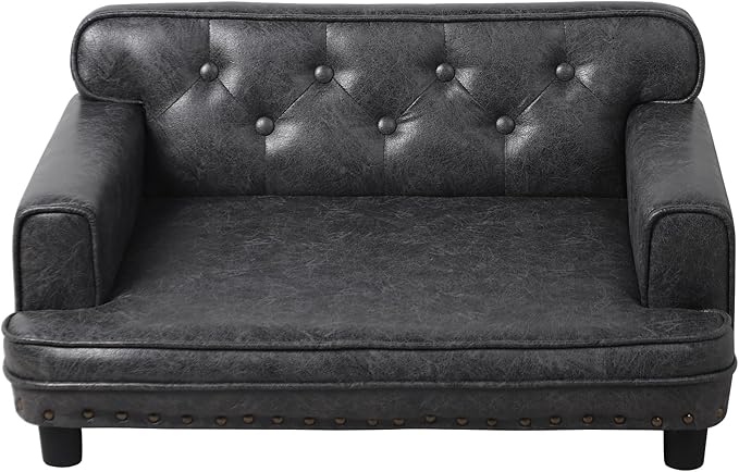 Dog Sofas and Chairs for Small Breeds/Cat Beds with Suede Fabric/Sturdy Wooden Frame Cat Sofa Chair/Dog Sofa Bed for Small Dog Using (Grey)