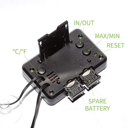 REPTI ZOO Reptile Terrariums Digital Max Min Thermometer Hygrometer with Probes Fit for Reptile Tanks Vivariums Brooders and Incubators, Multiple Mounting Options