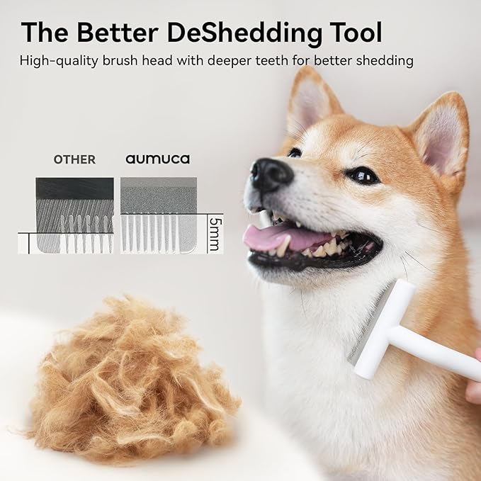 aumuca Pet Deshedding Tools For Short Haired Cats & Dogs, Dematting Deshedding Brush Cats Shedding Tool, Dog Undercoat Brush, Gently and Effectively Remove Loose Hair, Highly Deshedder Grooming Comb