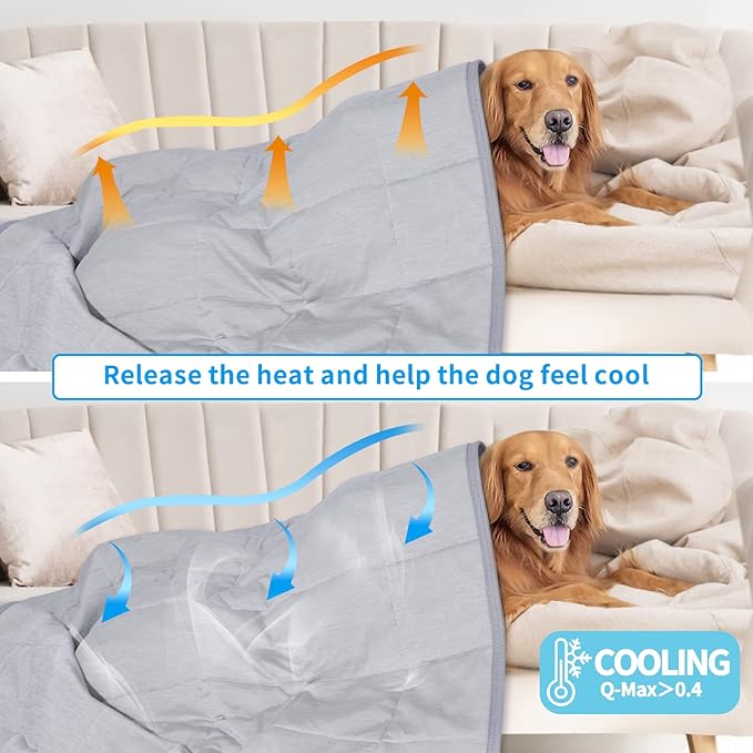 Dog Cooling Blanket, 0.4 Q-MAX Cooling Blanket For Large Dogs Washable, Cool To Touch Dog Blankets For Bed Cover, Soft Lightweight Cooling Dog Blanket Help Your Pet Sleep Well In Summer (30"×40"/Grey)