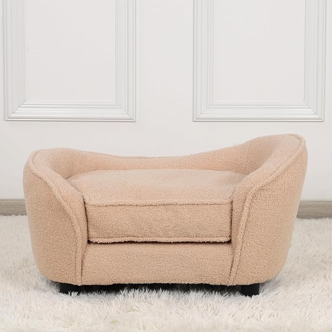 Velvet Pet Sofa Bed, Cat Sofa Couch, Comfy Dog Sofa & Chair for Small Dogs, Pet Couch Chair with Removeable & Washable Cushion for Puppy & Cats(brown)