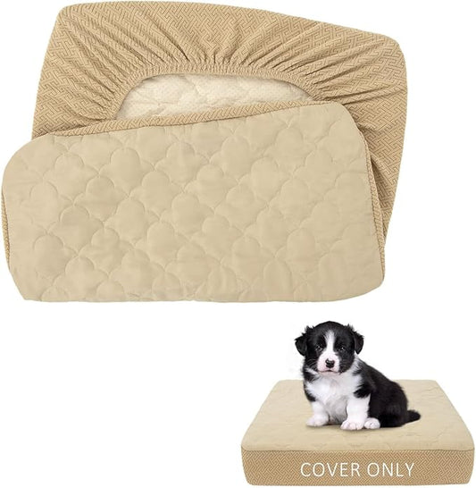 CHHKON Dog Bed Covers Replacement Washable Waterproof Pet Puppy Bed Cover for Dog, Cover Only (Beige,20x15x6 inch)