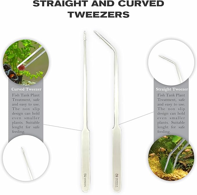 Dermax Aquascaping Equipment - Create Your Underwater Paradise Easily with Scissor Tweezer Spatula (Silver)