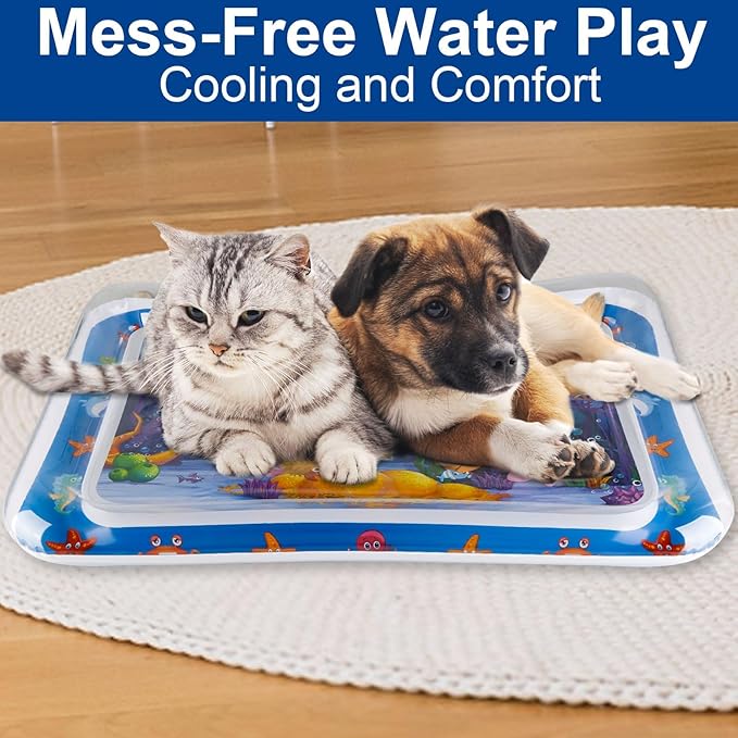 Thickened Sensory Water Playmat for Cats - Water Sensor Playmat with Fish for Cool Comfortable Pet Play - Dolphin Design
