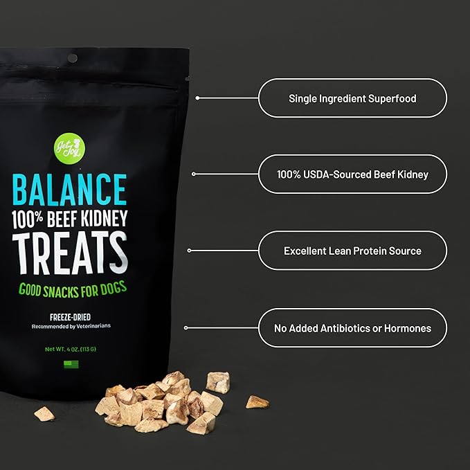 Freeze Dried Superfood 100% Beef Kidney Dog Treats, 4 Ounce Bag, Single Ingredient Organ Meat, High Protein, Immune Health, Muscle Repair, Grain Free, Gluten Free, Made in USA
