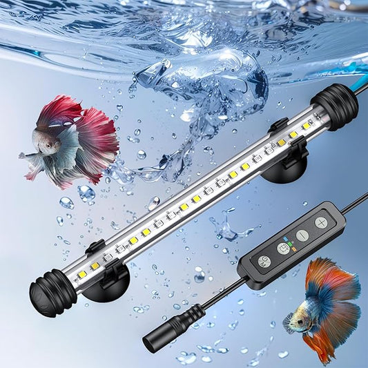 Pawfly 1.8 W Aquarium LED Light 7.5 Inch Underwater Fish Tank Light with Timer Auto On/Off Fish Tank Background Light with 8 Lighting Modes Submersible Multi-Colored Tube Light for Decoration