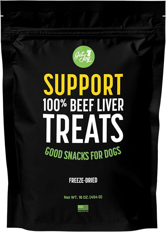 Freeze Dried Superfood 100% Beef Liver Dog Treats, 16 Ounce Bag, Single Ingredient Organ Meat, High Protein, Vision, Skin & Coat Health, Muscle Repair, Grain Free, Gluten Free, Made in USA