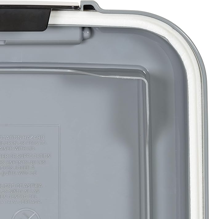 Amazon Basics Airtight Dog Food Storage Container with Scoop, 69 QT, Gray