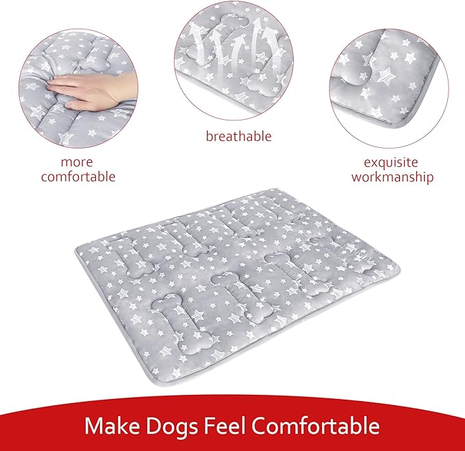 Dog Crate Mat (48" X 30"), Soft Dog Bed Mat with Cute Prints, Personalized Dog Crate Pad, Anti-Slip Bottom, Machine Washable Kennel Pad