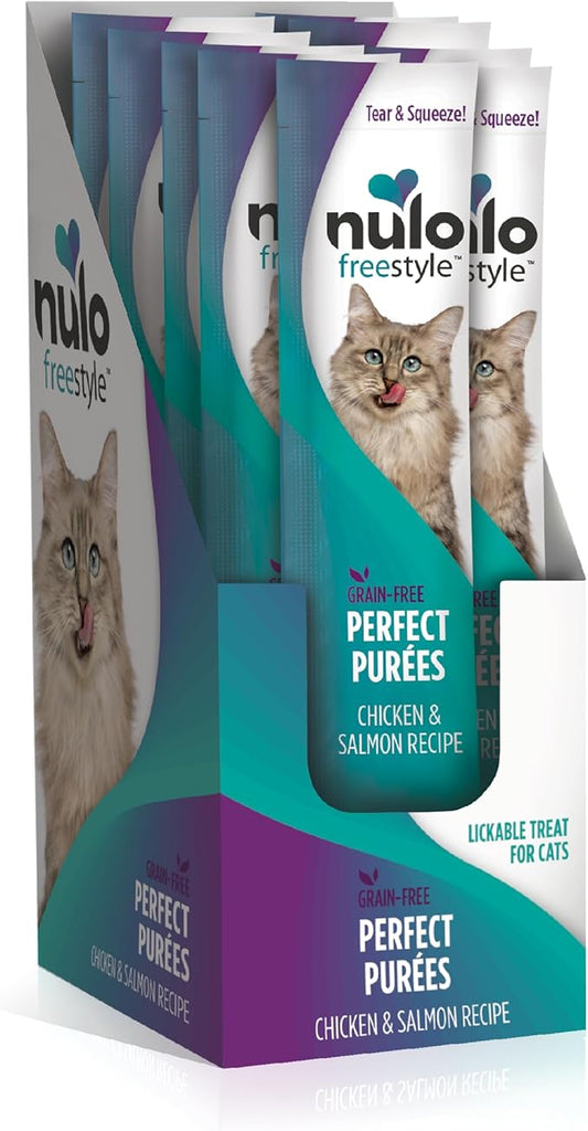 Nulo Freestyle Grain-Free Perfect Purees Premium Wet Cat Treats, Squeezable Meal Topper for Felines, High Moisture Content to Support Cat Hydration, 0.5 Ounces in Each Lickable Wet Cat Treat Pouch