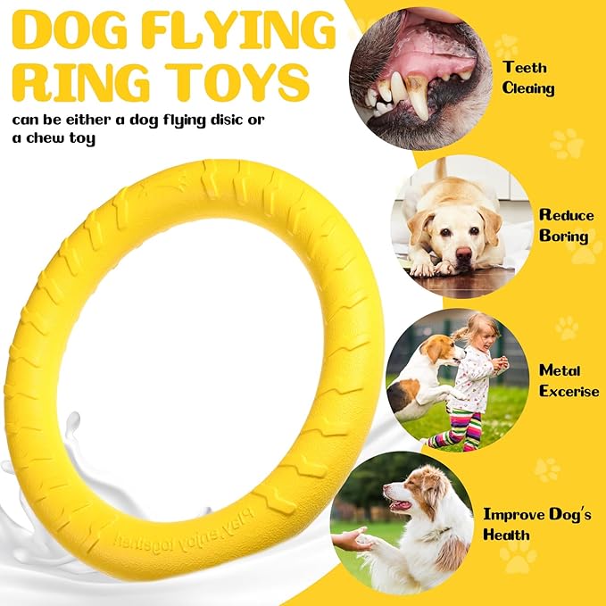 4 Pack Dog Toy Dog Training Ring for Outdoor Aggressive Durable Dog Chewers Fetch Toys Flying Disc Floating Dog Ring for Large Medium Dogs Training and Teeth Cleaning