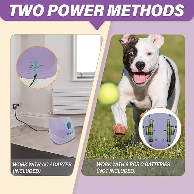 Automatic Dog Ball Launcher Interactive Puppy Pet Ball Indoor Thrower Machine for Small and Medium Size Dogs, 3 Balls Included (2 inch) (Purple, Launcher with 6pc Ball)