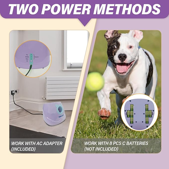 Automatic Dog Ball Launcher Interactive Puppy Pet Ball Indoor Thrower Machine for Small and Medium Size Dogs, 3 Balls Included (2 inch) (Purple, Remote)