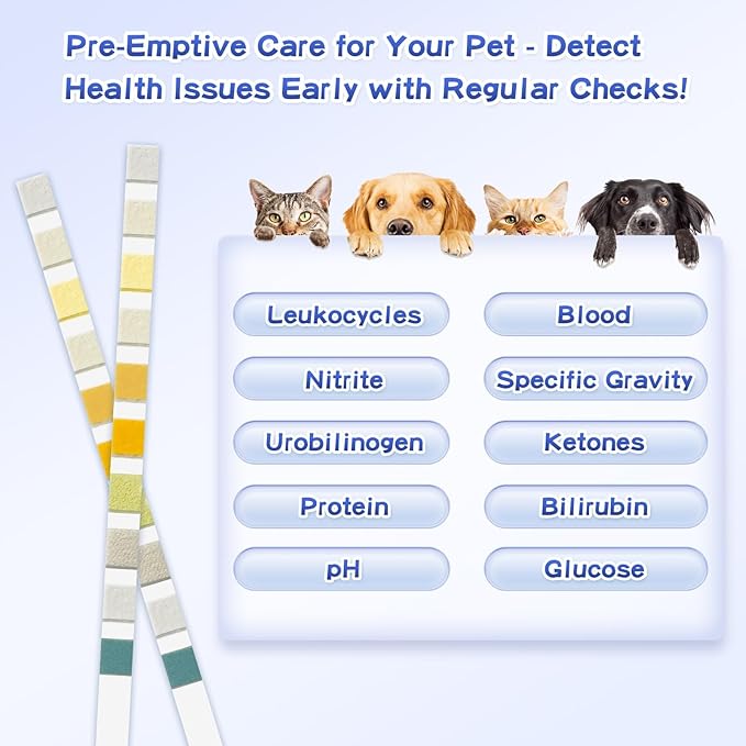 Urine Test Strips for Dogs & Cats - Vet-Approved Home Veterinary Kit for Quick, Reliable, and Easy Pet Care and UTI Detection - High Accuracy Pet Health Monitoring Tool, 4 Packs