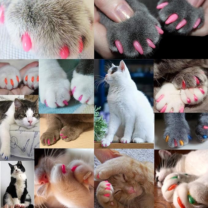 140pcs (14 Colors) Cat Nail Caps, Cat Claw Covers Cat Nail Covers with Adhesives and Applicators (Extra Small)