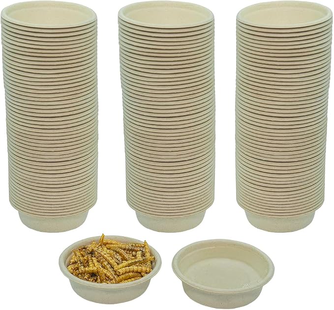 1oz 100 pcs Crested Gecko Paper Feeding Cups, Reptile Food and Water Feeder Bowls, for Lizard and Other Small Pet Ledge Accessories Supplies - Paper Cups 1oz