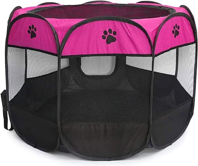 Pet Playpen, Foldable Dog Playpens, Portable Exercise Kennel Tent for Puppies/Dogs/Cats/Rabbits, Dog Play Tent with Removable Mesh Shade Cover for Travel Indoor Outdoor Using