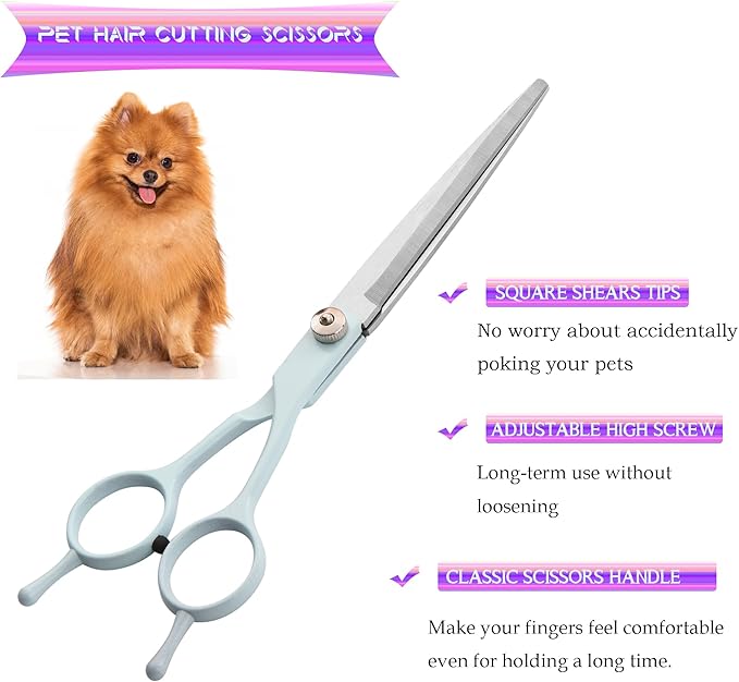 Grooming Scissors for Dogs at Home, Fcysy Professional Dog Grooming Kit Tijeras Para Cortar Pelo De Perros, Cat Grooming Scissors Curved Haircut Scissors Blending Shears Set for Pet Dog Cat Puppy