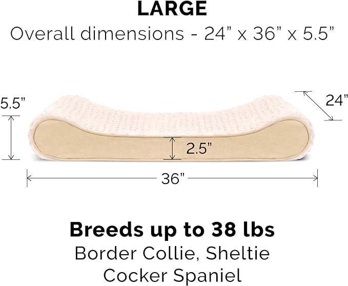 Furhaven Orthopedic Dog Bed for Large/Medium Dogs w/ Removable Washable Cover, For Dogs Up to 38 lbs - Ultra Plush Faux Fur & Suede Luxe Lounger Contour Mattress - Cream, Large