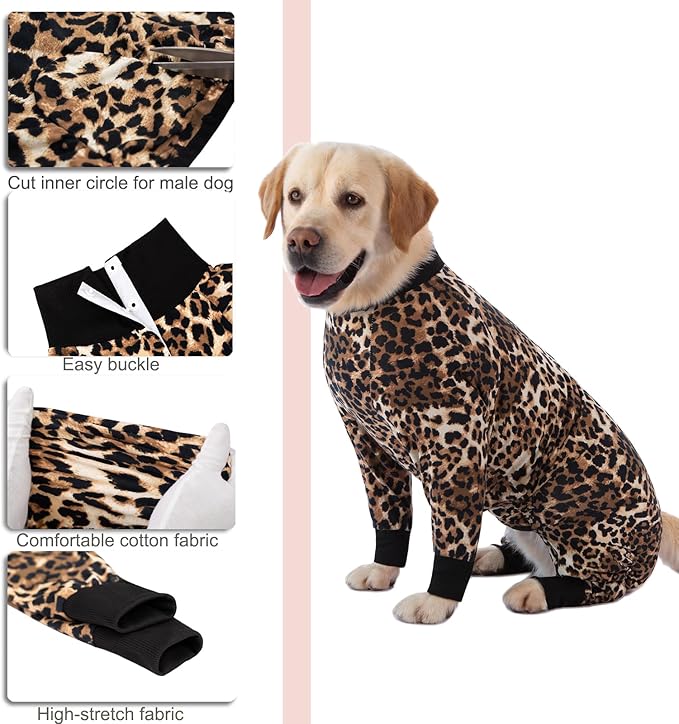 Recovery Suit for Large Medium Dogs After Surgery, Soft Breathable Anti Licking Dog Onesie E-Collar & Cone Alternative, Pet Bodysuit for Preventing Hair Loss Full Cover Wound(7XL, Leopard Print)