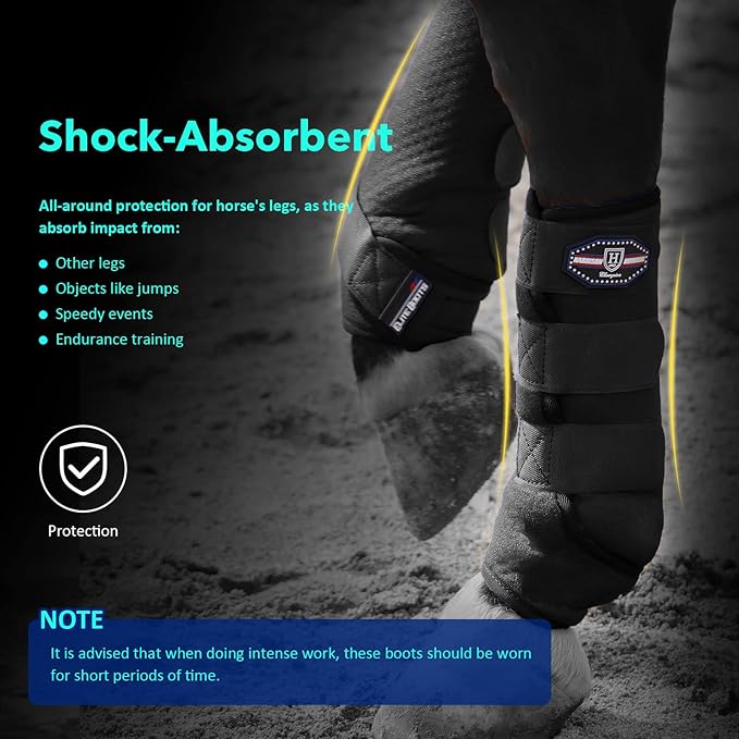 Harrison Howard Horse Sport Medicine Front Shock-Absorbing Boots All-Round Lower Limb Protection & Support Sport Boots Athletic Boots Perfect for Endurance Training and Performance Piano Black L