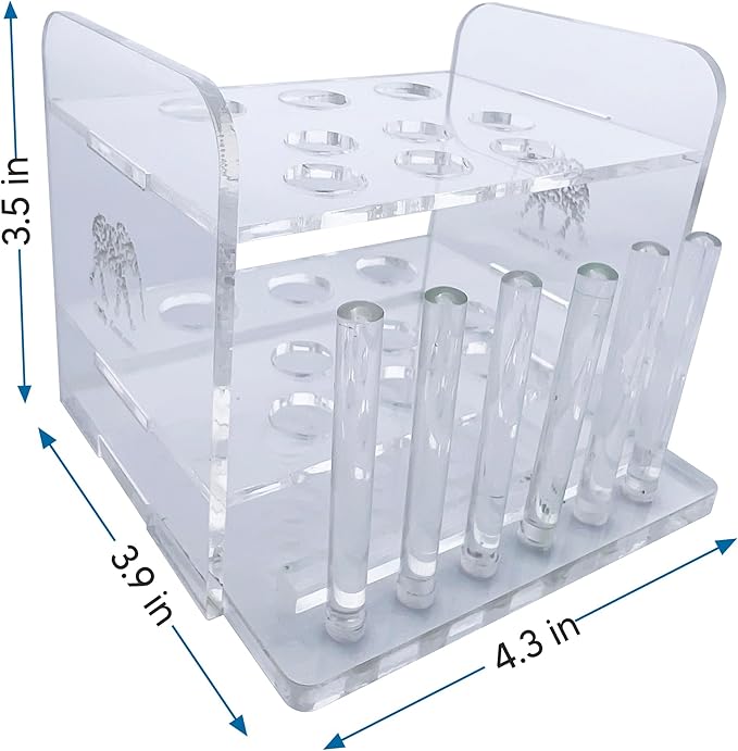 Aquarium Test Tube Holder, Hand-Made Rack w/ 6 Cap Holders for use w/API and TC Glass Test Tubes