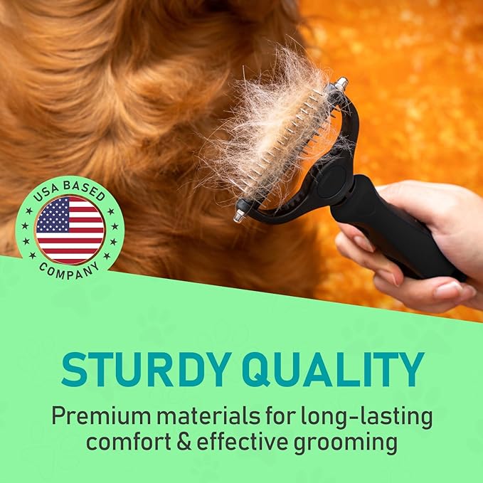 Maxpower Planet Pet Grooming Brush - Double Sided Shedding, Dematting Undercoat Rake for Dogs, Cats - Extra Wide Dog Grooming Brush, Dog Brush for Shedding, Cat Brush, Reduce Shedding by 95%, Black