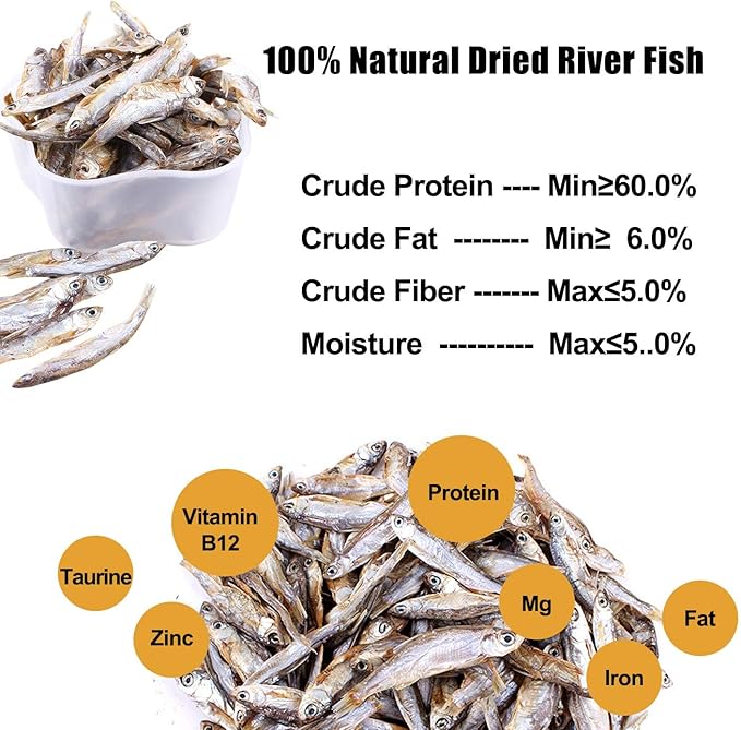 Amzey 3 Pack 0.8Oz (Total 2.4Oz or 68Gram Dried River Fish - Natural Food for Turtles, Terrapins, Reptiles and Large Tropical Fish