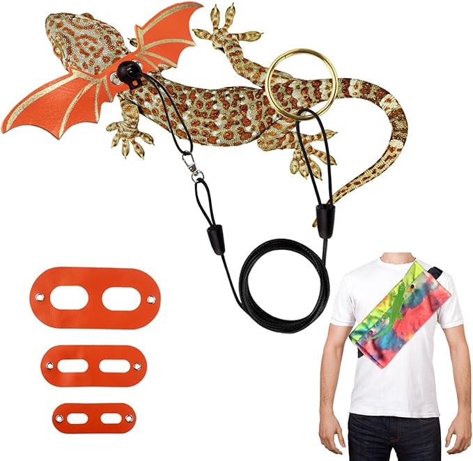 Red Bearded Dragon Carrier Backpack, Small Bearded Dragon Leash and Carrier, Orange Bearded Dragon Sling Carrier for Small Pets (Orange)