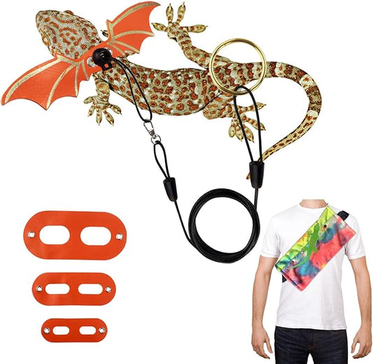 Red Bearded Dragon Carrier Backpack, Small Bearded Dragon Leash and Carrier, Orange Bearded Dragon Sling Carrier for Small Pets (Orange)