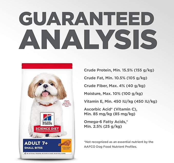 Hill's Science Diet Adult 7+, Senior Adult 7+ Premium Nutrition, Small Kibble, Dry Dog Food, Chicken, Brown Rice, & Barley, 33 lb Bag