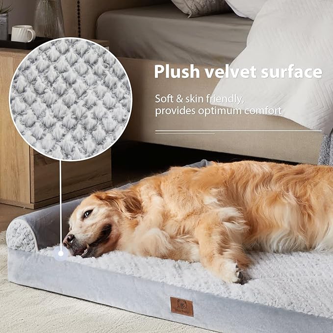 WNPETHOME Dog Beds for Large Dogs, Orthopedic Sofa Dog Bed Mat Pillow with Removable Waterproof Cover, Egg-Foam Dog Crate Bed for Medium Large Dogs