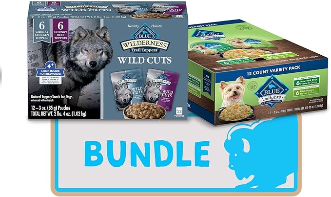 Blue Buffalo Wet Dog Food Cups and Toppers Bundle