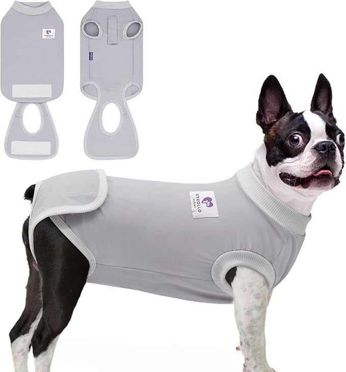 cyeollo Dog Surgery Recovery Suit Soft Breathable Female Male Pet Bodysuit for Spay Neuter Surgical Recovery Shirt for Small Medium Large Dogs, Grey, S