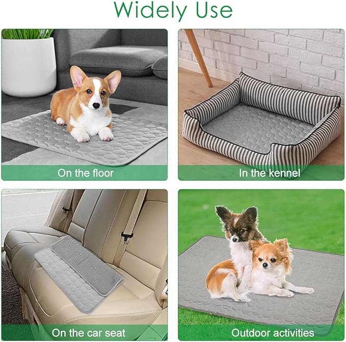 VeMee Cooling Mat Pad for Dogs Cats Ice Silk Mat Cooling Blanket Cushion for Kennel/Sofa/Bed/Floor/Car Seats Cooling (L: 28 x 22 inches, Grey)