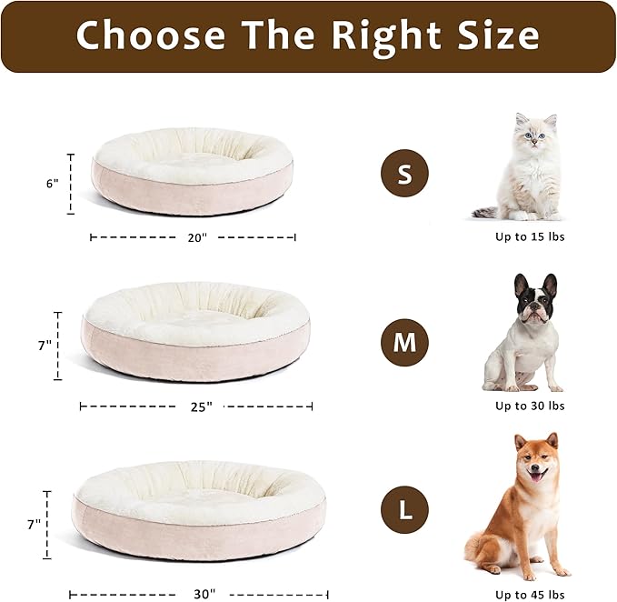 Love's cabin Round Donut Cat and Dog Cushion Bed, 30in Pet Bed for Medium or Large Dogs, Anti-Slip & Water-Resistant Bottom, Soft Durable Fabric Pet beds, Washable Calming Cat & Dog Bed Pink