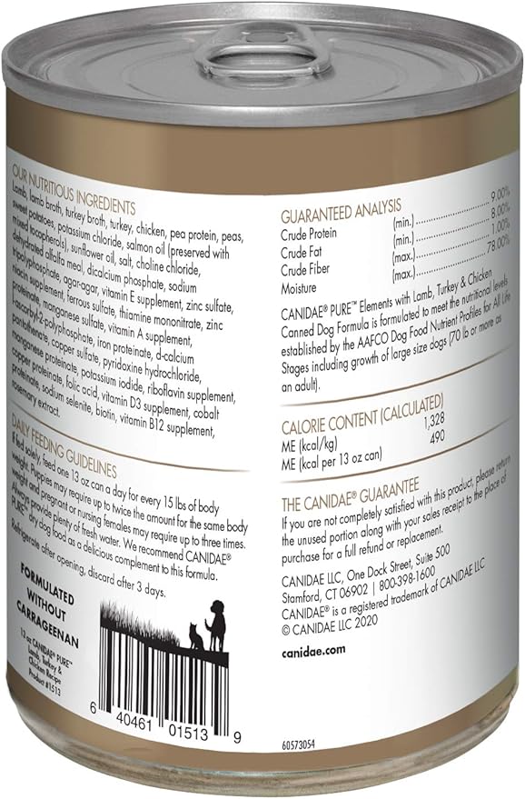 CANIDAE® PURE Lamb, Turkey & Chicken Recipe Dog Wet,13 oz (Pack of 12) (Packaging May Vary)