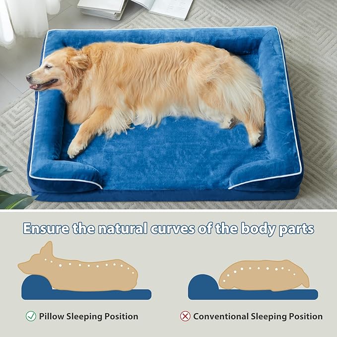 WNPETHOME Waterproof Dog Beds for Medium Dogs, Orthopedic Medium Dog Bed with Sides, Big Dog Couch Bed with Washable Removable Cover, Pet Bed Sofa with Non-Slip Bottom for Sleeping