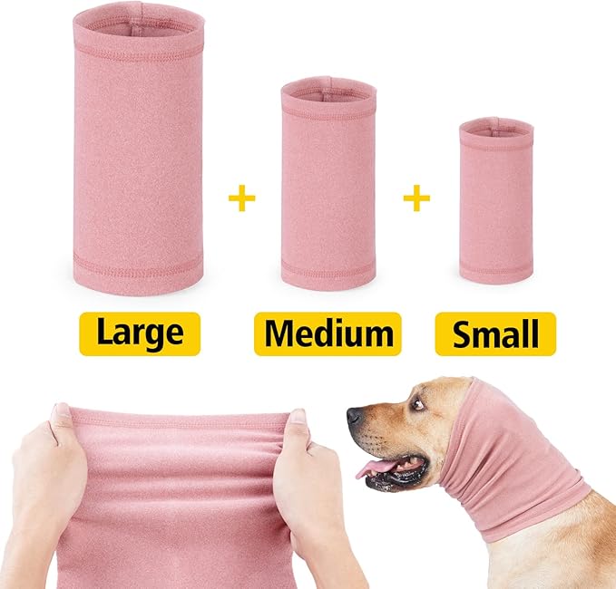 Ear Hematoma Dog No Flap Dog Ear wrap Quiet Ears Noise Cancelling Headphones Ear Snood for dogs Rose+Aqua Blue M