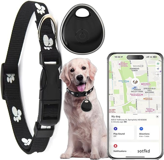 Dog Tracker-Dog Tracking Collar-Pet Tracker(Only iOS) | MFi Certificated | No Monthly Fee | No Charging Required | Waterproof | Works with Any Collar