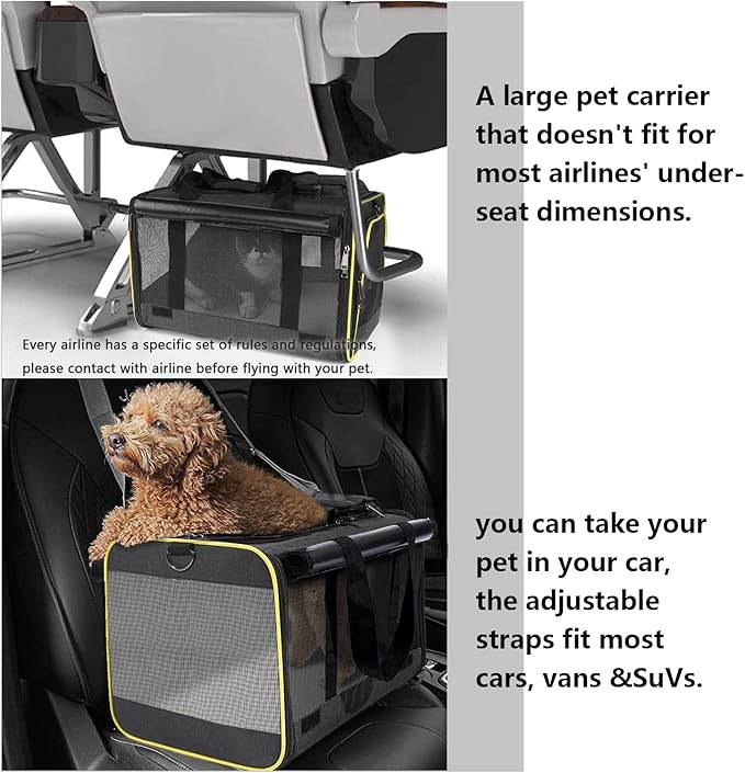 Cat Carriers for Large Cats 20 lbs+ Soft Pet Carrier for Small Dog/Durable 2 Kitty Travel Bag/Medium Big Cats Puppy 15 Pounds/Softside Cat Carrier Large