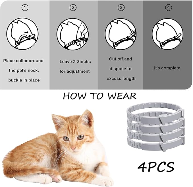 4 Pcs Calming Collar for Cats Cat Pheromone Calming Collar Stress (Gray)