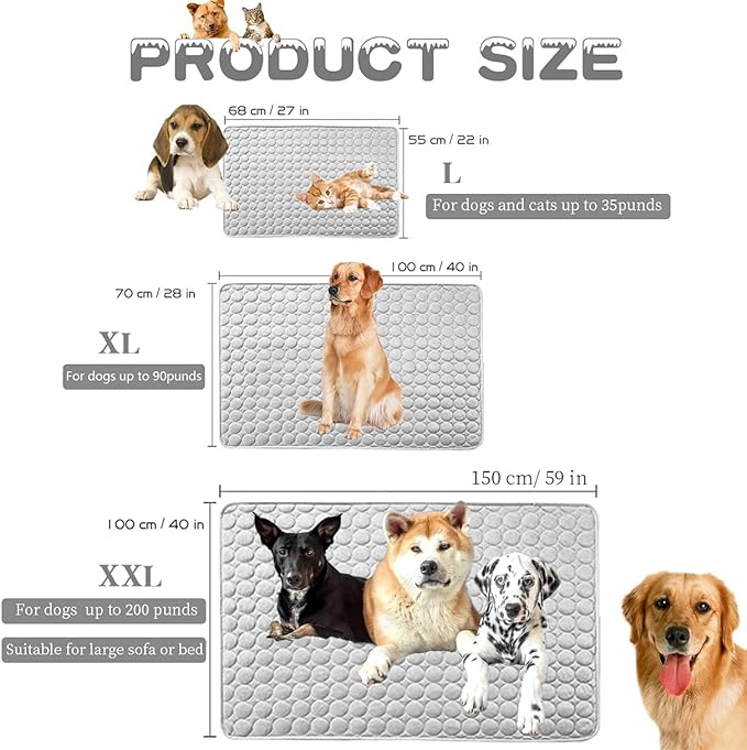 MICROCOSMOS Summer Cooling Mat & Sleeping Pad- Water Absorption Top, Materials Safe, Easy Carry, EZ Clean. Keep Cooling for Pets, Kids and Adults.(Grey, 40" x 28")