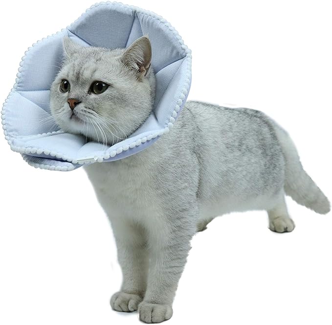 Soft Cat Recovery Collar,Adjustable Dog Cat Cone,Dog Protective Cone Collar after Surgery,for Cats and Small Dogs,Medium,Blue