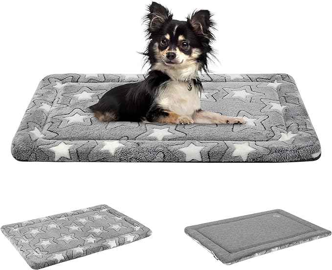 EMPSIGN Dog Bed Mat Dog Crate Pad Reversible (Cool & Warm), Machine Washable Dog Crate Mat, Kennel Pad for Dog Sleeping Mattress for Large Medium Small Dogs, Grey