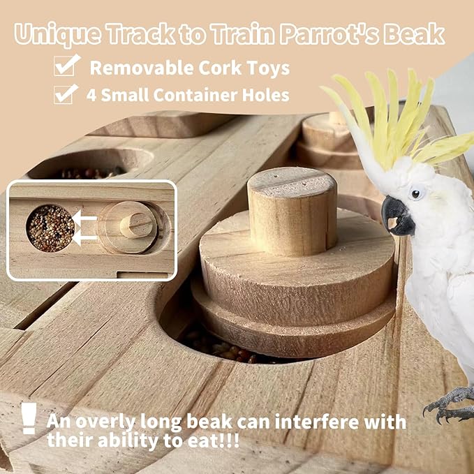 Wooden Bird Foraging Puzzle Toys, Parrot Enrichment Toys for Parrots Parakeet, Cockatiel, Sun Conures, Caique, Cockatoo, Small Pet Interactive Mental Enrichment Foraging Toys