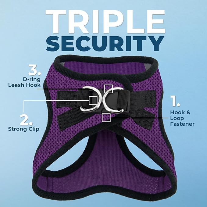 Voyager Step-in Air Dog Harness - All Weather Mesh Step in Vest Harness for Small and Medium Dogs and Cats by Best Pet Supplies - Harness (Purple/Black Trim), XS (Chest: 13-14.5")