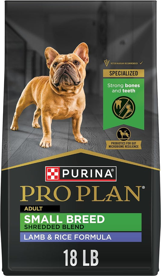 Purina Pro Plan High Protein Small Breed Dog Food, Shredded Blend Lamb & Rice Formula - 18 lb. Bag