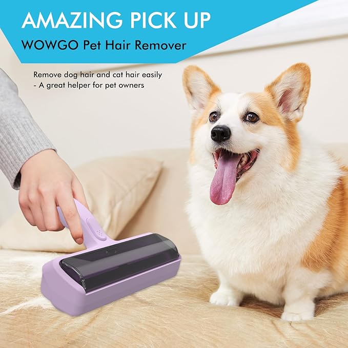 Pet Hair Remover Roller - Lint Roller for Pet Hair, Reusable Cat & Dog Hair Remover for Furniture, Couch, Bed, Car Seat, Carpet (Purple)