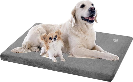 EMPSIGN Stylish Dog Bed Mat Dog Crate Pad Mattress Reversible (Cool & Warm), Water proof Linings, Removable Machine Washable Cover, Firm Support Pet Crate Bed for Small to XX-Large Dogs, Grey